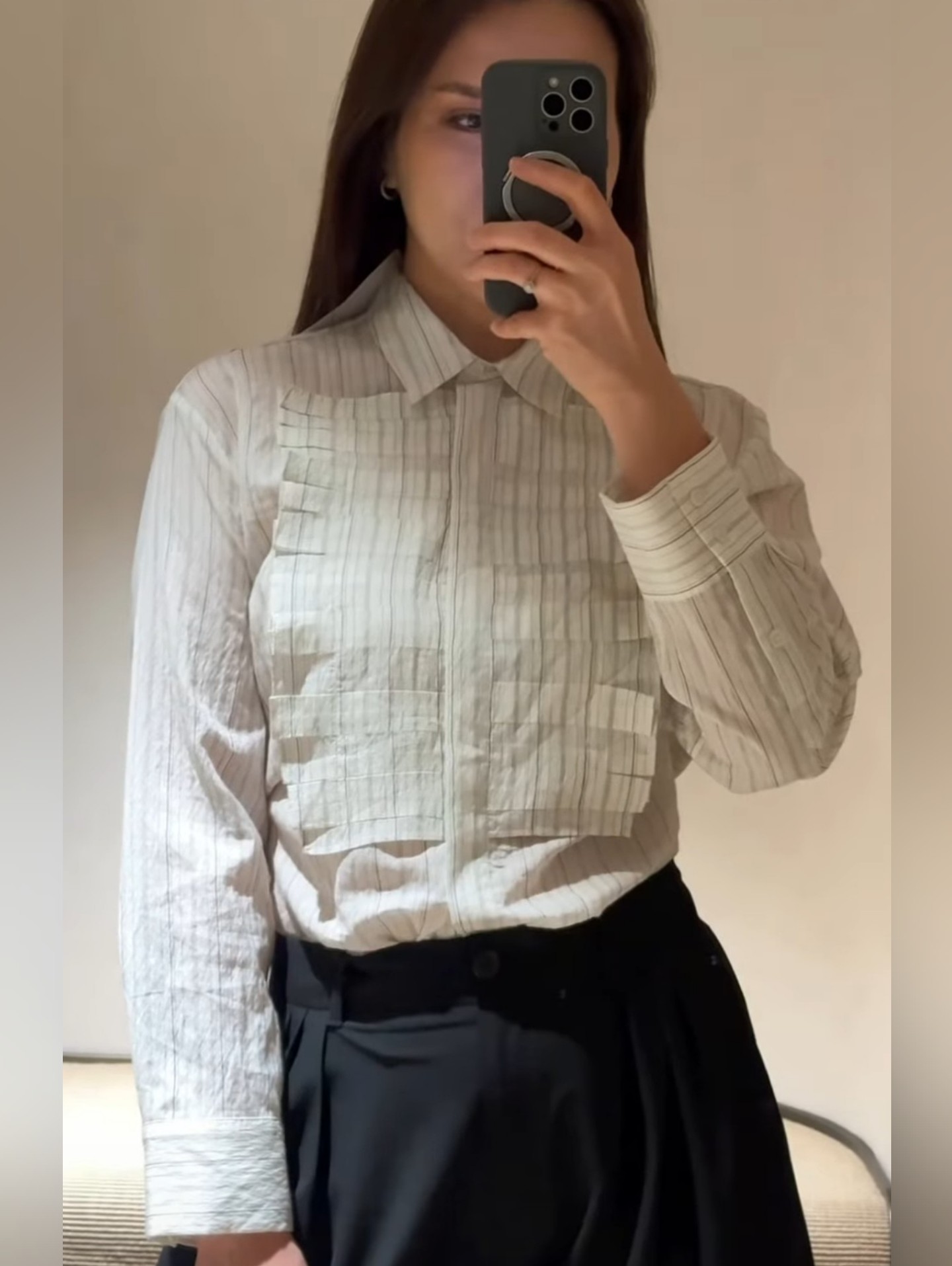Zara Pleated Striped Shirt Zw Collection Limited Edition